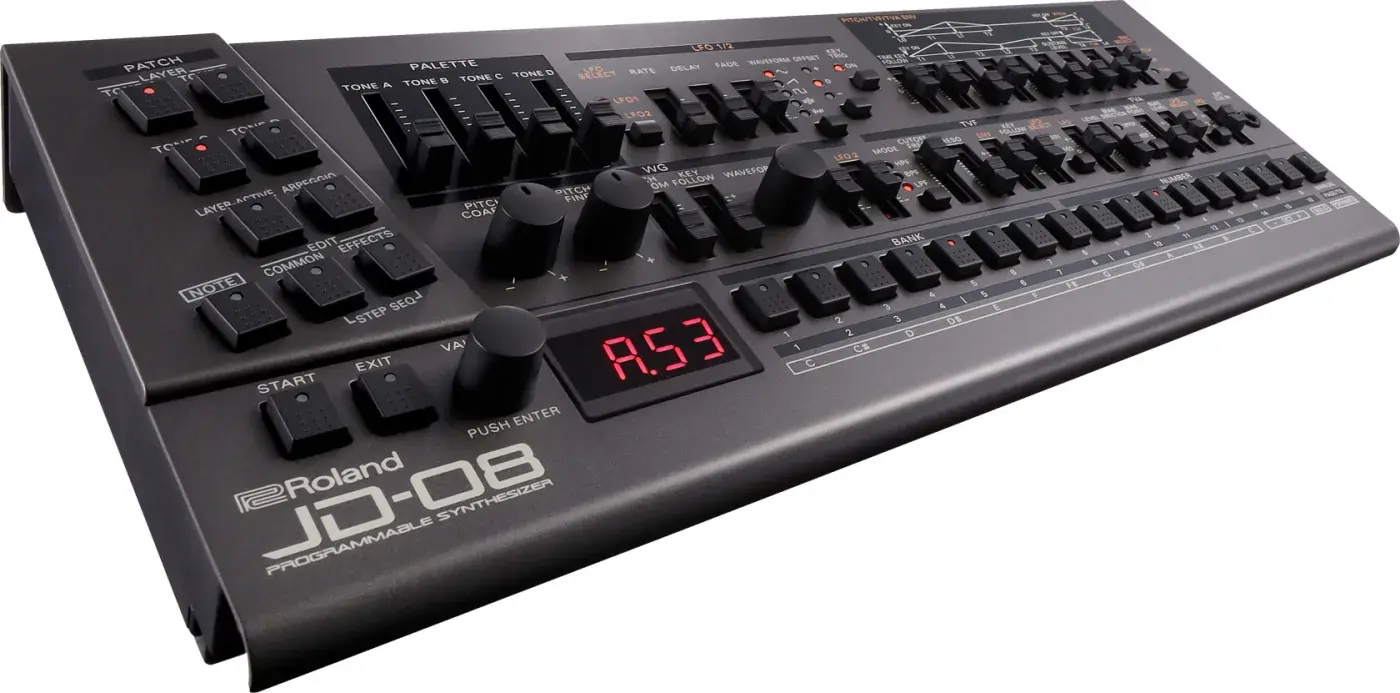 Roland JD-08 synthesizer, front