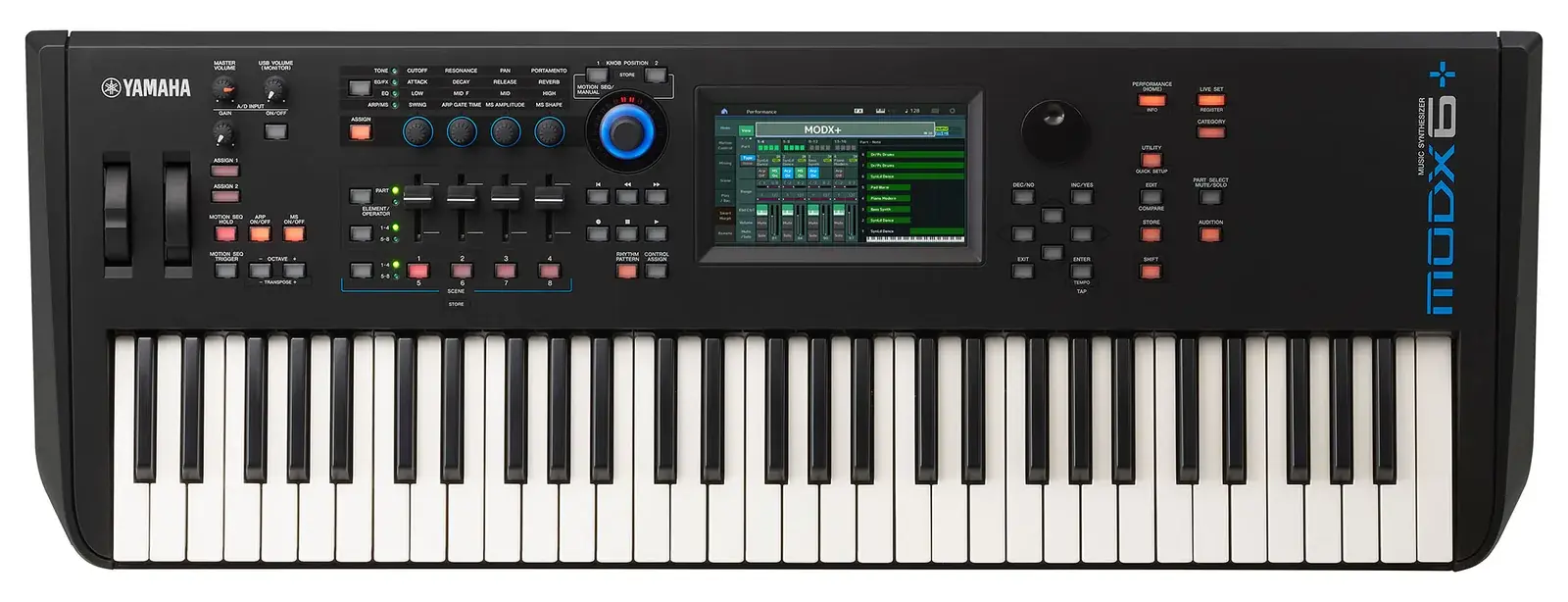 Yamaha MODX6+ synthesizer, front