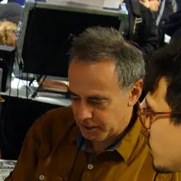 Dieter Doepfer demonstrating a modular system at the NAMM Show in 2015